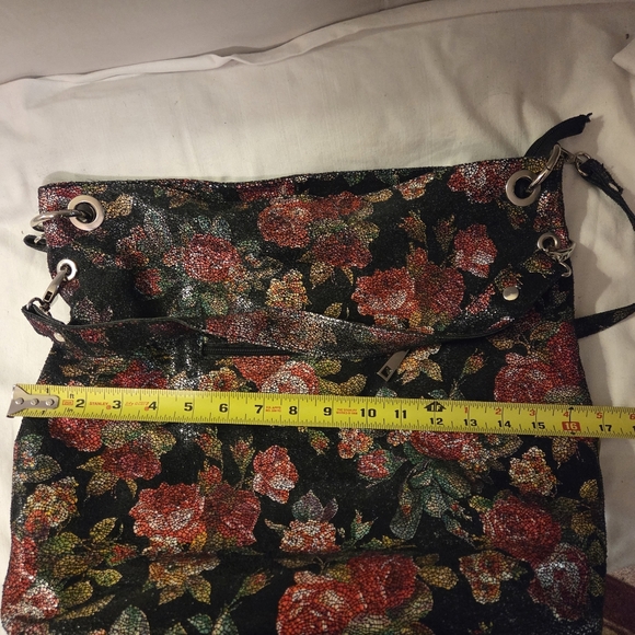 Borse In Pelle Women's Leather Floral Mosaic Patterned Shoulder/Hand Bag - Picture 10 of 11